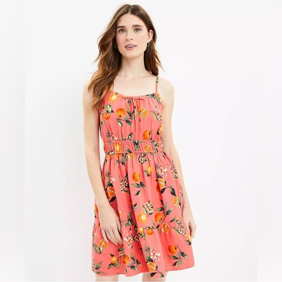 LOFT Dresses & Skirts - Orange Harvest Smocked Waist Cami Dress